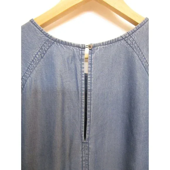 Abercrombie & Fitch Blue Chambray Denim Shirt Sleeve Dress - Women’s Size Medium - Picture 7 of 11